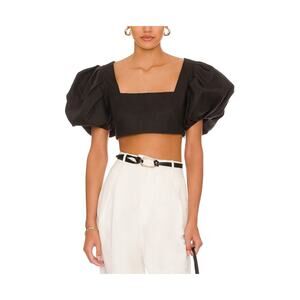 L'Academie 'Millie' Black Viscose Crop Top Size M